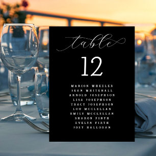 Cartes de liste de noms noir et blanc pour mariage