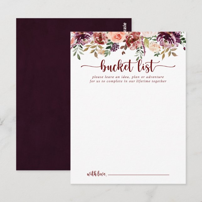 Cartes de liste des lots de Mariage Rustic Summer  (Devant / Derrière)