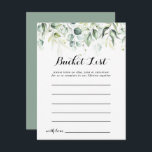 Cartes de liste des seaux d'eau de couleur Eucalyp<br><div class="desc">Ces cartes de liste de seau d'eucalyptus couleur aquarelle vert sont l'activité parfaite pour une réception de mariage rustique ou une douche nuptiale. Cette conception artistique présente un feuillage vert d'eucalyptus dessiné à la main,  aquarelle,  inspirant la beauté naturelle. Le signe Liste de regroupement est vendu séparément.</div>