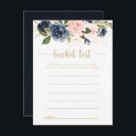 Cartes de liste des seaux en or flush de la Marine<br><div class="desc">Ces cartes de liste de seau en or floral bleu marine sont l'activité idéale pour une réception de mariage rustique ou une douche nuptiale. Le design se compose de belles peintes à la main bleu foncé, bleu, bleu marine, rose, rousse, fleurs dorées et feuillage vert. Modifier le libellé pour convenir...</div>