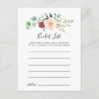 Cartes de liste des seaux floraux de l'Eucalyptus