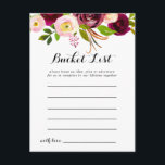 Cartes de liste des seaux Floraux Rustiques Blush<br><div class="desc">Ces cartes rousses bordeaux rustiques à seau floral sont l'activité idéale pour une simple réception de mariage ou une douche nuptiale. Le design est composé de fleurs rose,  rousse,  rouge,  bordeaux et bordeaux à aquarelle avec feuillage vert. Le signe Liste de regroupement est vendu séparément.</div>