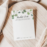 Cartes de liste des seaux Mariages Eucalyptus vert<br><div class="desc">Ces cartes de godets mariages à eucalyptus verdoyantes sont l'activité idéale pour une simple réception de mariage ou une douche nuptiale. Le design se compose de branches et de feuilles d'eucalyptus verts dessinés à la main. Modifier le libellé pour convenir à tout événement de vie. Le panneau de liste de...</div>