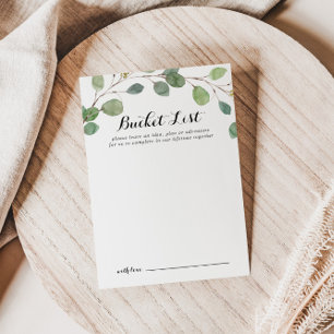 Cartes de liste des seaux Mariages Eucalyptus vert