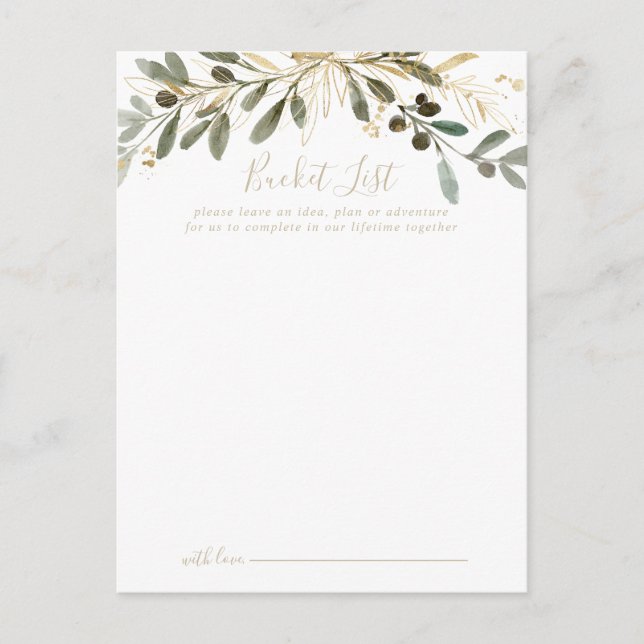 Cartes de liste Mariage de automne Gold Greenery (Devant)