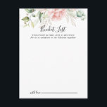 Cartes de liste Mariage de seau de feuillage vert<br><div class="desc">Ces cartes de liste de mariage couleur or vert feuillage sont l'activité idéale pour une réception de mariage moderne ou une douche nuptiale. Le design se compose d'or dessiné à la main et de feuillage botanique vert avec des fleurs roses, rousses et blanches, inspirant la beauté naturelle. Modifier le libellé...</div>