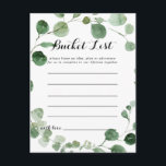 Cartes de liste minimaliste Élégante Eucalyptus Bu<br><div class="desc">Ces élégantes cartes minimalistes de seau à eucalyptus sont l'activité idéale pour une simple réception de mariage ou douche nuptiale. L'aménagement comprend des branches et des feuilles d'eucalyptus botaniques élégants dessinés à la main dans des aquarelles. Le signe Liste de regroupement est vendu séparément.</div>