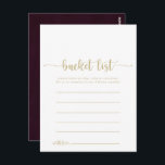 Cartes de liste simple Bucket Gold Burgundy<br><div class="desc">Ces cartes de liste de seau en or bordeaux sont l'activité idéale pour une simple réception de mariage ou une douche nuptiale. Le design sobre et élégant présente une typographie de script classique et sophistiquée dans un arrière - plan blanc et marron. Modifier le libellé pour convenir à tout événement...</div>