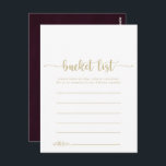 Cartes de liste simple Bucket Gold Burgundy<br><div class="desc">Ces cartes de liste de seau en or bordeaux sont l'activité idéale pour une simple réception de mariage ou une douche nuptiale. Le design sobre et élégant présente une typographie de script classique et sophistiquée dans un arrière - plan blanc et marron. Modifier le libellé pour convenir à tout événement...</div>