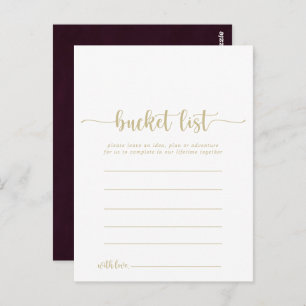 Cartes de liste simple Bucket Gold Burgundy