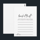 Cartes de liste simple de compartiments modernes<br><div class="desc">Ces cartes modernes et élégantes de liste de seau sont l'activité parfaite pour une réception de mariage ou une douche nuptiale. Le design sobre et élégant présente une typographie de script classique et sophistiquée en noir et blanc. Modifier le libellé pour convenir à tout événement de vie. Le panneau de...</div>