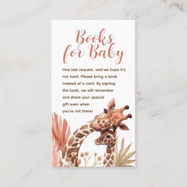 Cartes de livres Boho Girafe pour bébé (Devant)