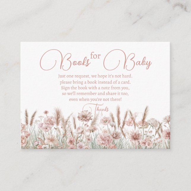 Cartes de livres Boho Wildflower pour bébé | Bébé  (Devant)