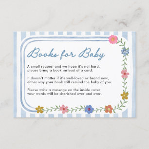 Cartes de livres floraux bleus pour bébé