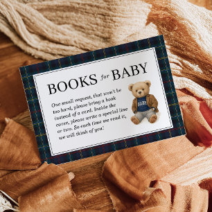 Cartes de livres ourson à carreaux classiques pour