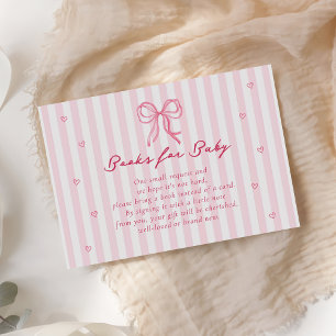 Cartes de livres Petit Cœur à arc rose pour bébé