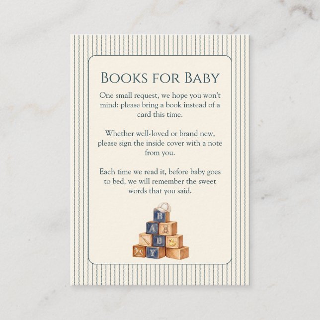Cartes de livres pour bébé pour la douche de bébé  (Devant)
