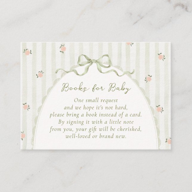 Cartes de livres verts vintage pour bébé (Devant)