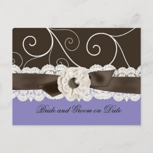 Cartes de luxe Blue Lace Ribbon Floral Enregistrer