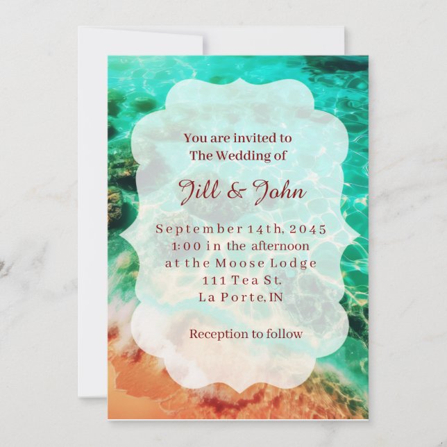 Cartes de mariage à coquilles Saint-Jacques aquare (Devant)