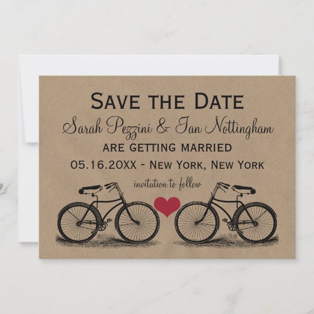 Cartes de mariage à save the date vélo vintage (Devant)