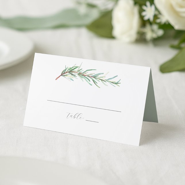Cartes de mariage aquarelle (wedding place cards designed with watercolor rosemary perfect for a micro wedding theme)