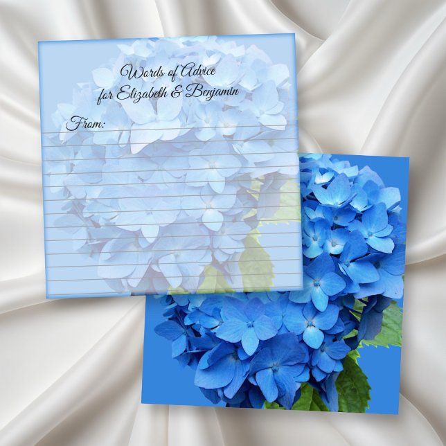 Cartes de mariage arrondies Blue Hydrangea Blank C (Créateur téléchargé)