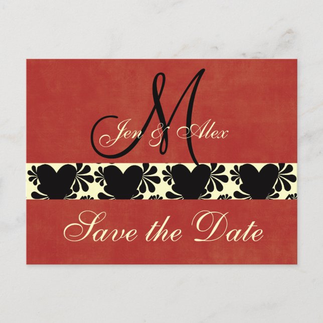 Cartes de mariage avec monogramme 'Save the Date' (Devant)