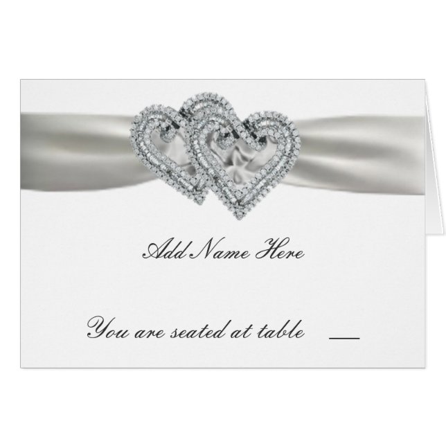 Cartes de Mariage blanc Coeurs (Devant Horizontal)
