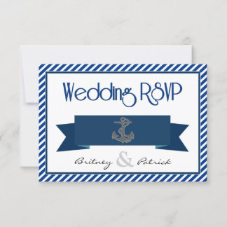 Cartes de mariage bleu et blanc marine RSVP