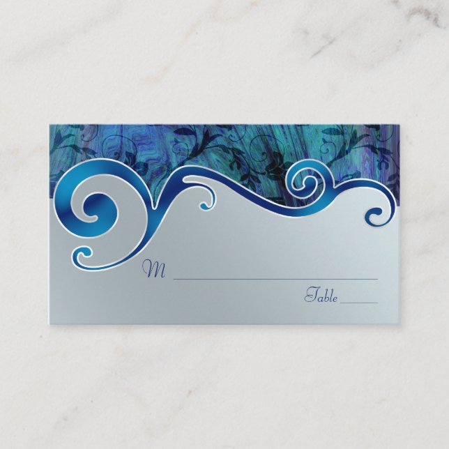Cartes de Mariage bleu et gris argent (Devant)