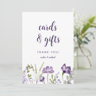 Cartes de Mariage & Cadeaux Signer Purple Floral C