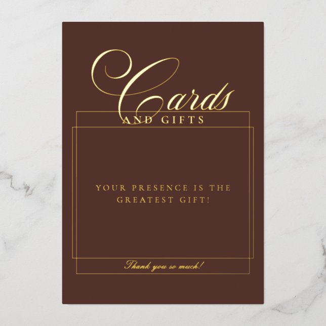 Cartes de mariage calligraphiées marron classiques (Recto)