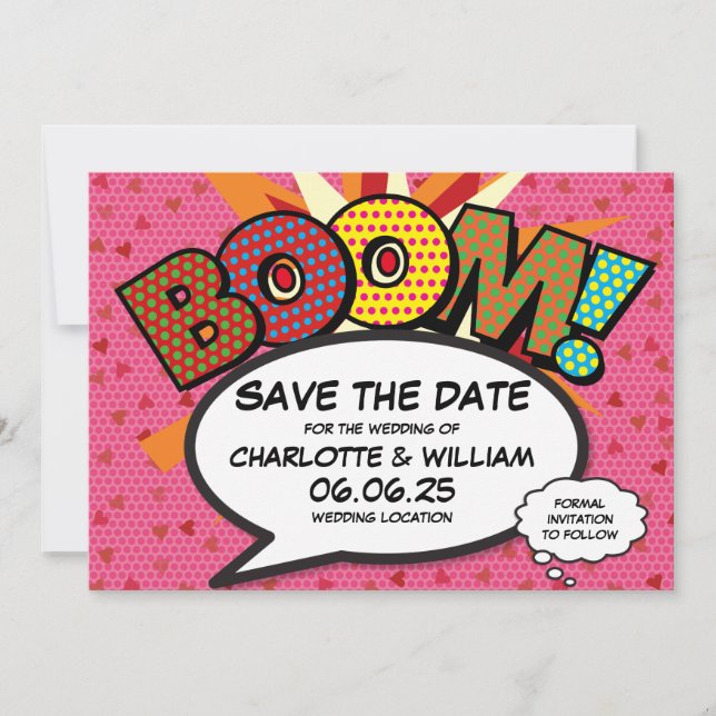 Cartes de mariage de confettis coeurs modernes Com (Devant)