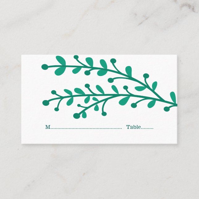 Cartes de Mariage de feuillage simples et vertes (Devant)