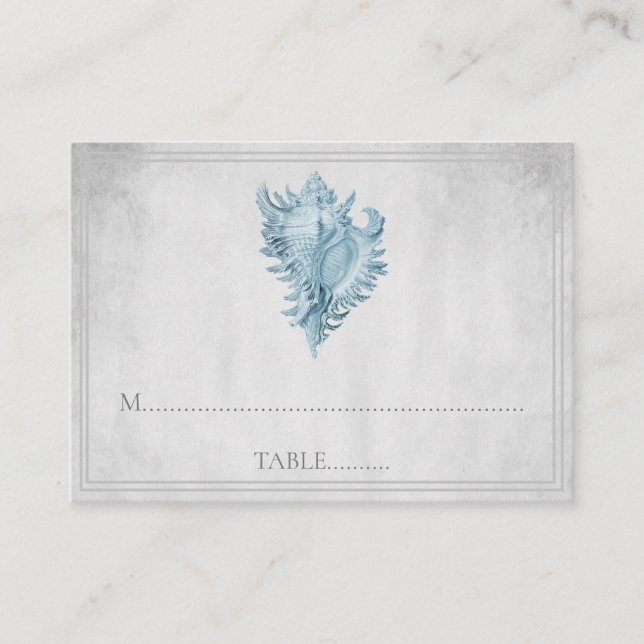 Cartes de Mariage de la coque Conch Bleu (Devant)