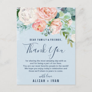 Cartes de Mariage de Merci bleu clair