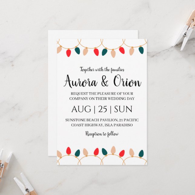 cartes de mariage de noël à typographie élégante (Devant/Arrière en situation)