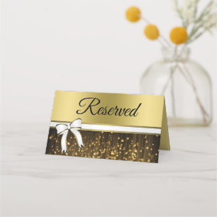 Cartes de Mariage de ruban blanc et or réservées