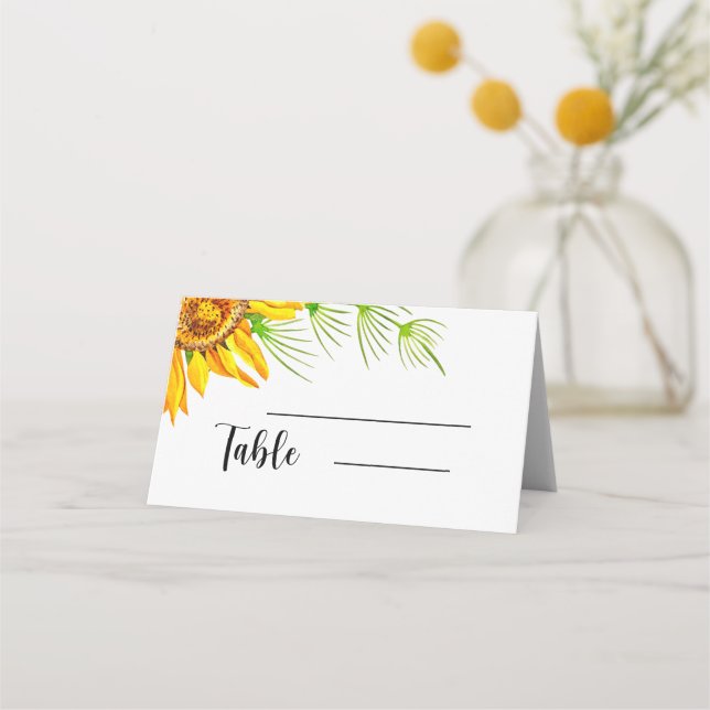 Cartes de mariage de tournesol d'aquarelle (Devant)