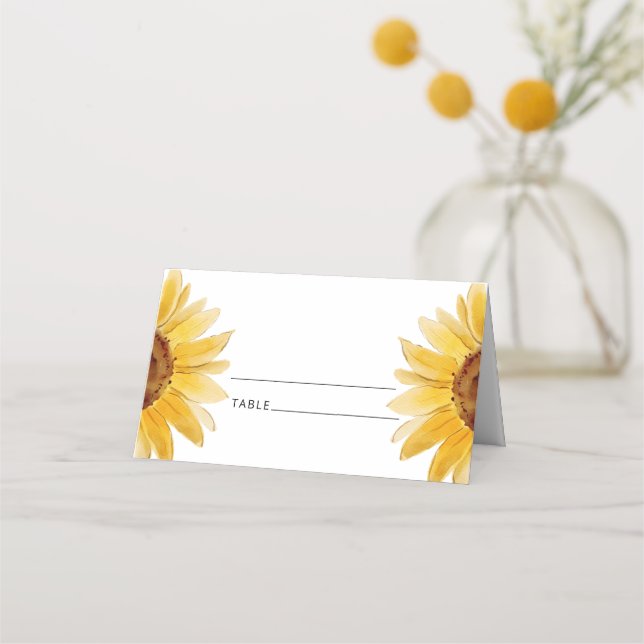 Cartes de mariage de tournesol d'aquarelle (Devant)