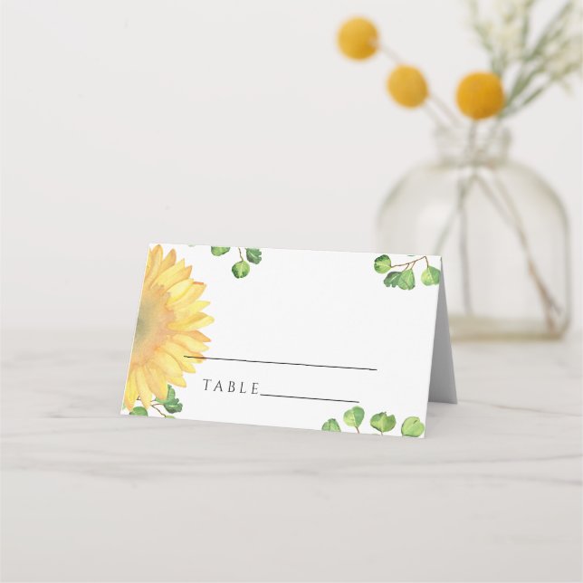 Cartes de mariage de tournesol d'aquarelle (Devant)