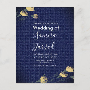 Cartes de mariage décontractées en denim et fleurs