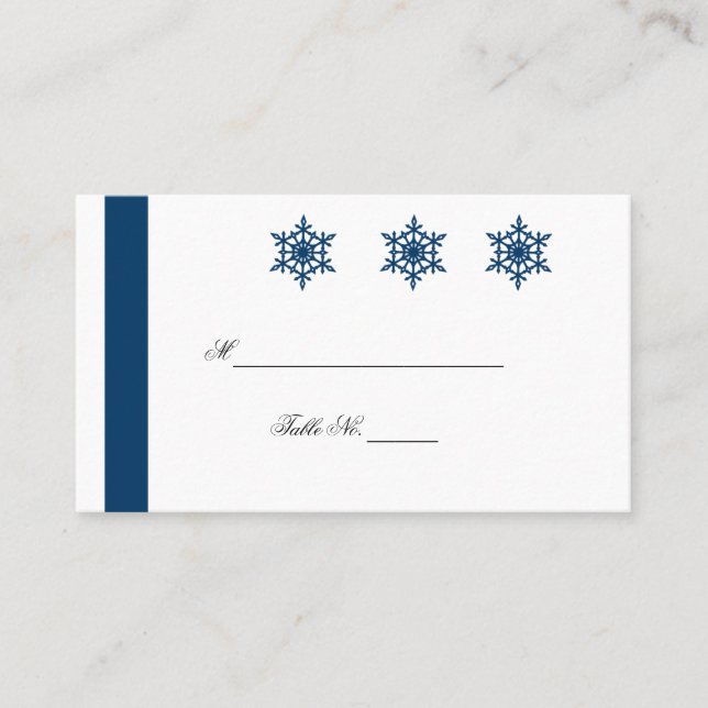 Cartes de Mariage des flocons de neige bleus et bl (Devant)