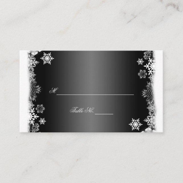 Cartes de Mariage des flocons de neige noirs et bl (Devant)