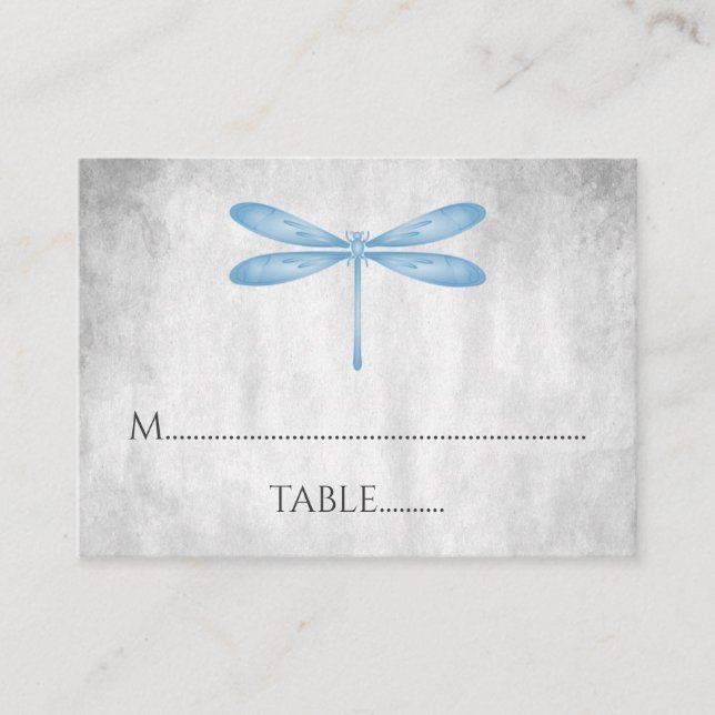Cartes de Mariage des libellules bleues (Devant)