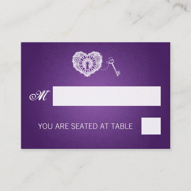 Cartes De Mariage Élégantes Clé De Mon Coeur Viole (Devant)