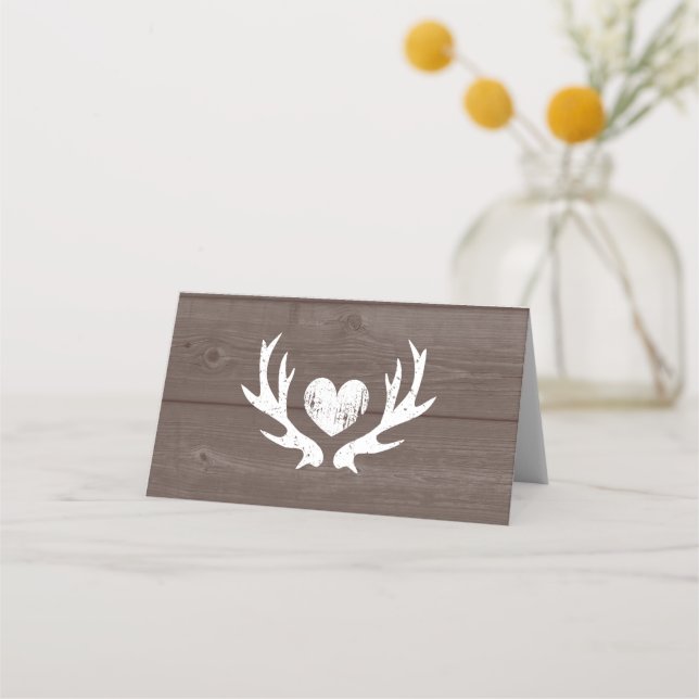 Cartes de mariage en bois rustique plié blanc (Dos)