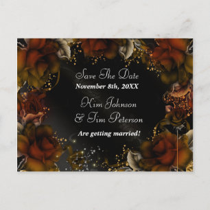 Cartes de mariage florales d'automne avec des rose