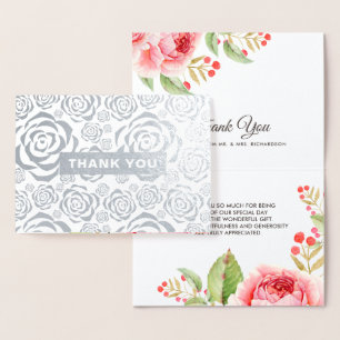 Cartes de mariage florales Merci de luxe